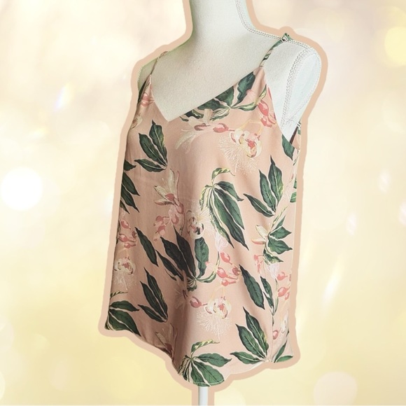 Catherine Malandrino Blush Pink Tropical Floral Print V-Neck Camisole Size M - Picture 9 of 11